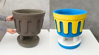 Cast Cement Flower Pots From Red Plastic Crates