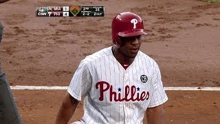 MIA@PHI: Revere scores on Heaney's wild pitch