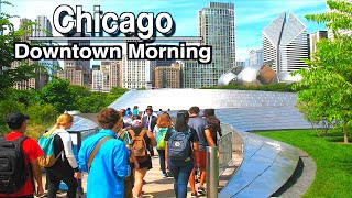 Chicago Morning Walk Downtown Millennium Park | 5k 60 |City Sounds