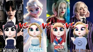 My Talking Angela 2 - Cosplay 🤩 Wednesday Addams Vs Frozen Elsa Vs Harley Quinn Vs Enid Sinclair