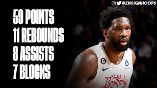 Joel Embiid 59 Points, 11 Rebounds, 8 Assists, 7 Blocks vs Utah Jazz | Highlights | Nov 13, 2022