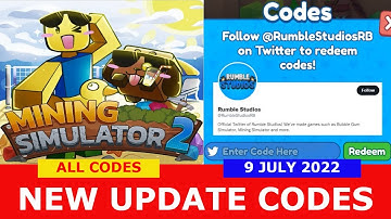 NEW UPDATE CODES [🏖️HUGE UPDATE🏖️] ALL CODES! Mining Simulator 2 ROBLOX | 9 JULY 2022