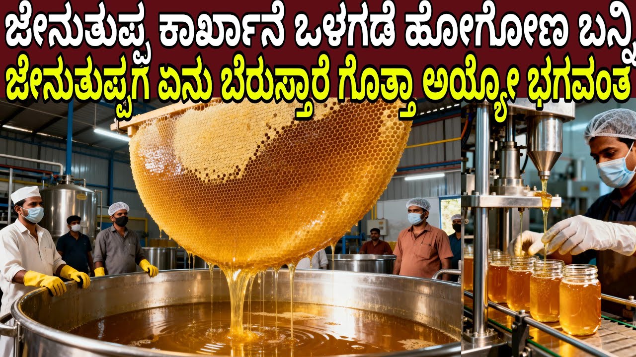 ಜೇನುತುಪ್ಪ ಕಾರ್ಖಾನೆ ಒಳಗಡೆ ಹೋಗೋಣ ಬನ್ನಿ ಜೇನುತುಪ್ಪಗೆ ಏನು ಬೆರುಸ್ತಾರೆ ಗೊತ್ತಾ ಅಯ್ಯೋ ಭಗವಂತ | Honey Factory