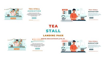 Tea Stall Landing Page After Effects Templates | Illustration Character Animation Set