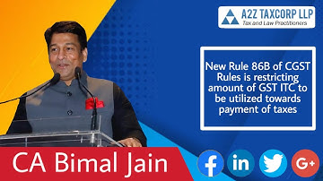 New Rule 86B is restricting amount of GST ITC to be utilized towards payment of taxes -CA Bimal Jain