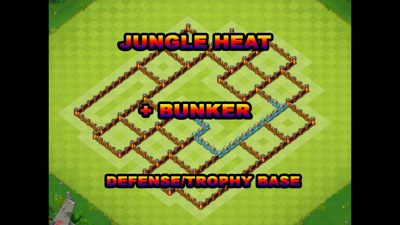 Jungle Heat - CC 8 Best Defense/Trophy Base + Bunker 2 (Speed Build) 2015