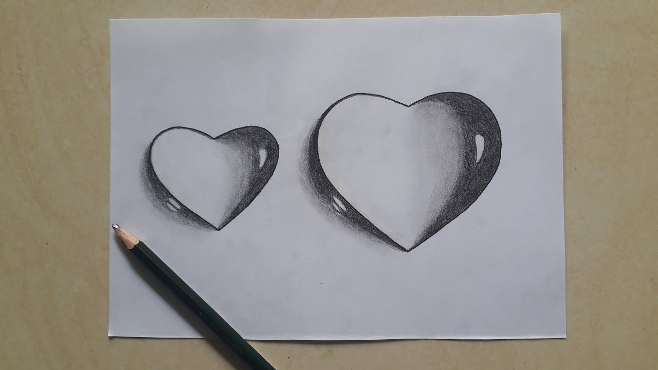 3d Drawing Love / How To Draw Heart On Paper / Trick Art Easy ...