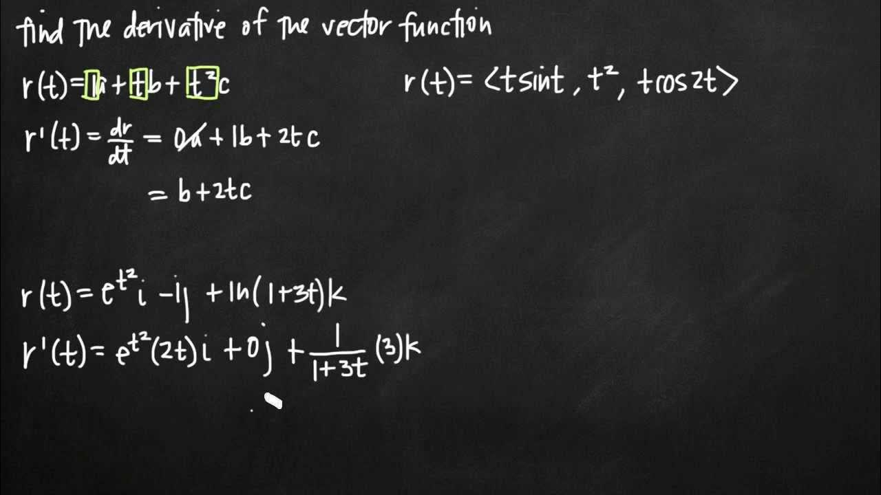 Derivative of the vector function (KristaKingMath) YouTube