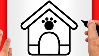 HOW TO DRAW A DOG HOUSE DRAWING STEP BY STEP FOR BEGINNERS (EASY AND SLOW)