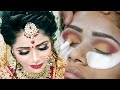Real bridal makeup dermacol base|| class-2||red and golden gillter eyemakup without cut crease