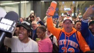 KNICKS fans go wild after they beat the 76&#39;s in game 2