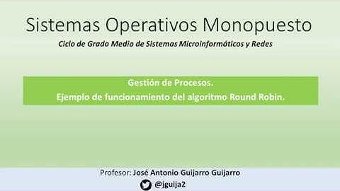 Gestión de procesos. Ejemplo de ejecución según el algoritmo Round Robin con Quantum 2.