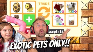 Trading ONLY Exotic Pets!! TIGER KING Themed Adopt Me Gaming Challenge!!