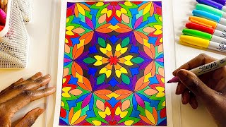 Easy & Satisfying Coloring Rainbow Floral Abstract Art (ASMR). For Relaxation & Sleep 😴