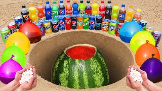 Giant Toothpaste Eruption from Watermelon and Coca Cola, Dr Pepper, Pepsi, Fanta, Sprite vs Mentos