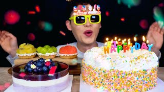 ASMR 봉길이 생일축하대왕 생크림 케이크 블루베리무스…