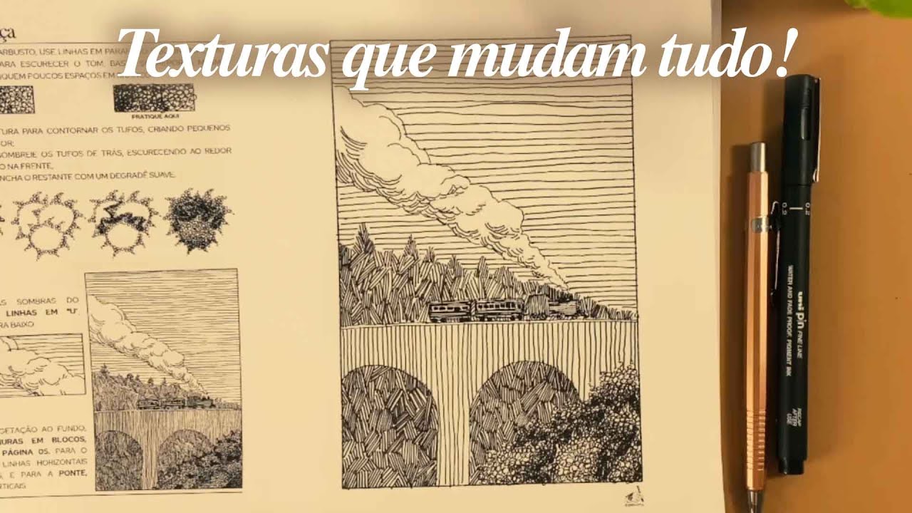 Essas texturas vão elevar suas paisagens com hachuras | desenhe comigo #5
