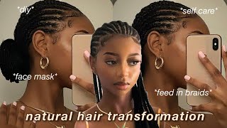 24 HOUR NATURAL HAIR GLOW UP || doing my own feed-in braids for the FIRST time! || ft. Gleamin