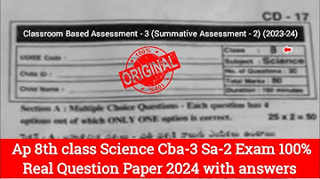 Ap 8th class Sa2 Physical Science real question paper 2024|8th cba-3 Sa2 physics question paper 2024