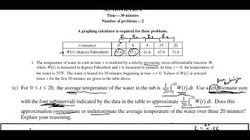 2012 AP Calculus AB FRQ #1  parts c and d Explanations