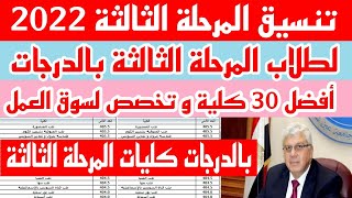 بالدرجات الكليات المتاحة للمرحلة الثالثة 2022تنسيق جميع كليات المرحلة الثالثة 2022مؤشرات علمى و ادبى