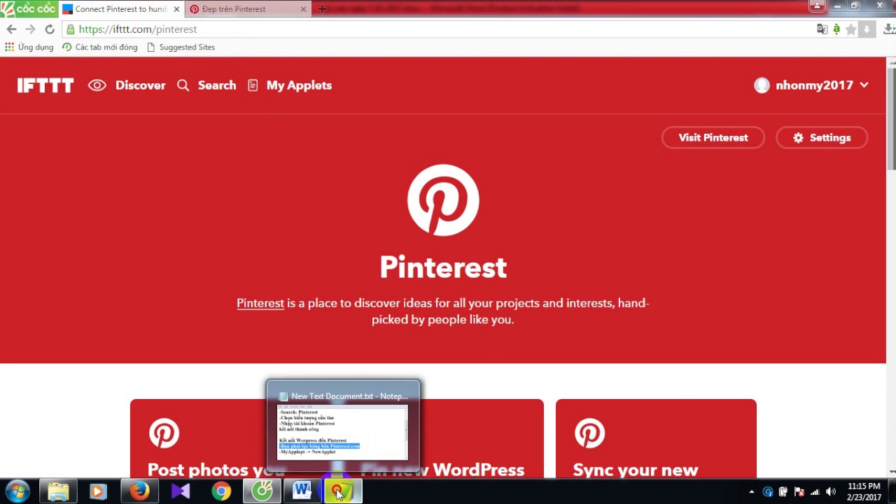 Wordpress tự động đăng bài lên Pinterest bằng IFTTT