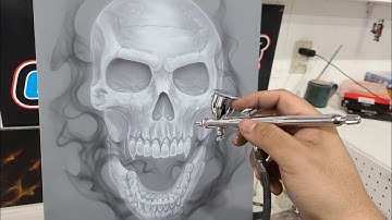 How to Airbrush a Skull on Grey Canvas