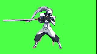Blazblue Crosstag Hakumen Grab Green Screen.