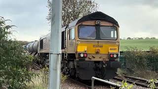 Trains at Alfreton. Class 88/2x 68/RHTT 3 times etc. JEEP V TRAIN race to PINXTON( for the third