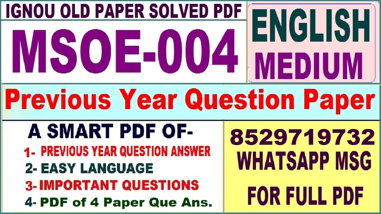 MSOE 004 Previous Year Question Paper Solved in English || msoe 004 important questions with answers