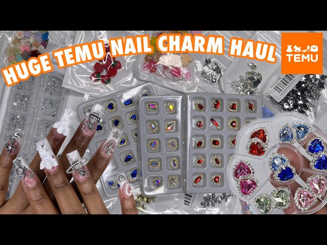 3d Alloy Half Heart Shaped Nail Art Charms With Rhinestones - Temu