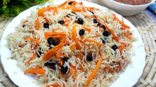 Kabuli (Afghani) pulao Recipe | Vegetarian Pulao | without meat Simple pulao