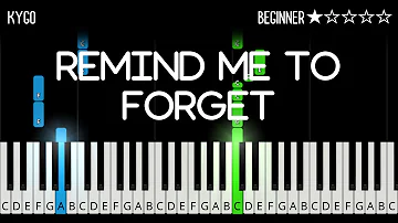 Kygo - Remind Me To Forget - EASY Piano Tutorial