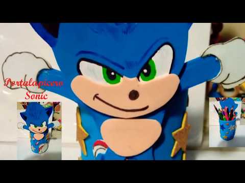 Portalapiceros del Personaje Sonic, dándole uso a la lata de leche
