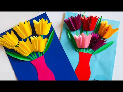 5 ИДЕЙ | ОТКРЫТКИ с ТЮЛЬПАНАМИ Своими руками.ПОДАРОК МАМЕ на 8 МАРТА.ОТКРЫТКА МАМЕ | Эмилия