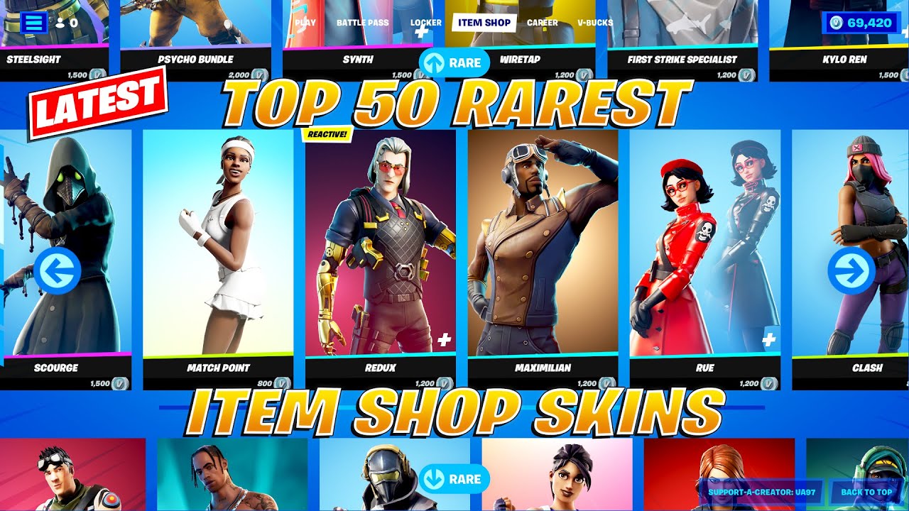 Top 40 Rarest Fortnite Skins (Fortnite OG)