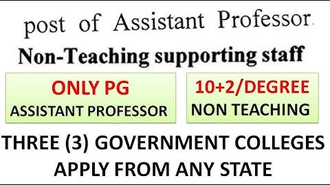 Assistant Professor Vacancies with/with out UGC NET | Degree/12th Jobs | Govt. College Recruitment