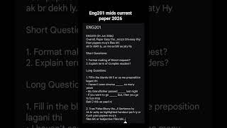 eng201 midterm current paper 2026 #vu #vuexams #eng201