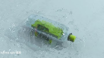 Houdini Transparent Water Splash Impact Water Bottle Flip Calculation and Rendering   XPU hip file