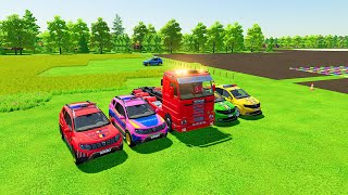 TRANSPORTING ALL AMBULANCE, POLICE, FIRE TRUCK OF COLORS! WITHTRUCKS! FS 22