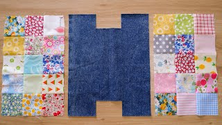 Patchwork Idea to use up your scrap and old jeans fabric together