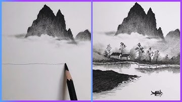 Painting peaceful landscapes with a pencil | Cách vẽ phong cảnh bằng bút chì