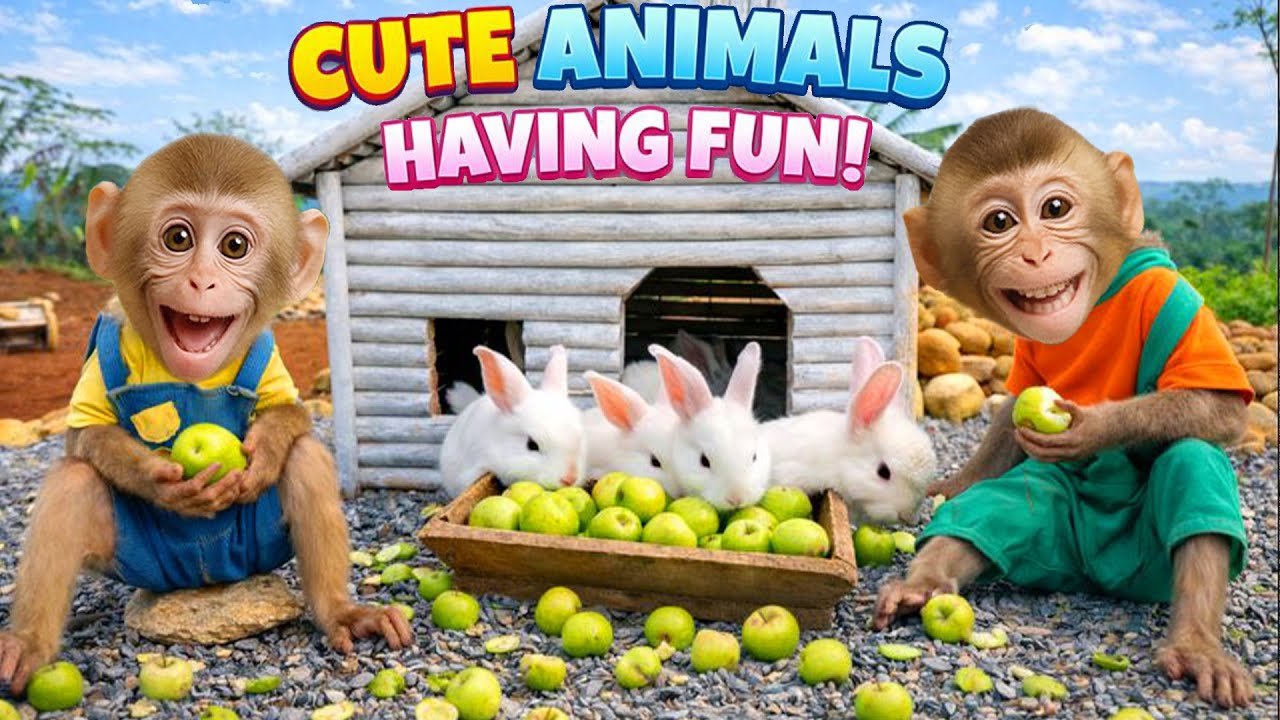 A special day for Bim Bim and the little rabbit in the lush green apple ...