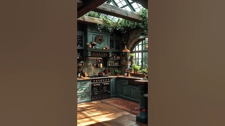 "Cozy Rustic Kitchen with Vintage Vibes and Skylight Charm 🏡☕" #KitchenInspo #RusticKitchen #shorts