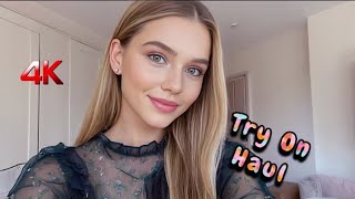 4K Blue Mesh Lingerie Try-On Haul Trendy Summer Transparent Clothes Fashion Review 2025