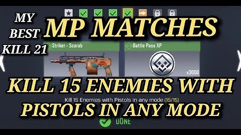 Kill 15 Enemies with Pistols in any mode Call Of Duty Mobile || Task Complete