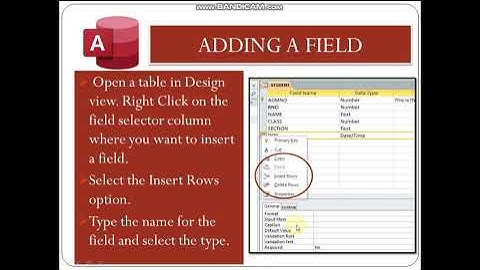 Adding and Deleting a field in a table