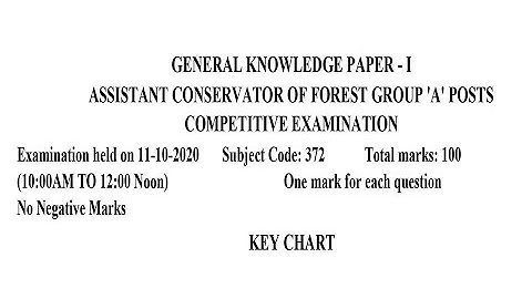 Key Answers G K PAPER - I A.C.F EXAMINATION-2020