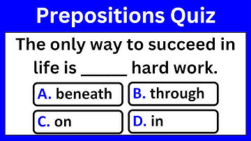 Preposition Quiz 3 | English grammar test on prepositions | English prepositions grammar quiz