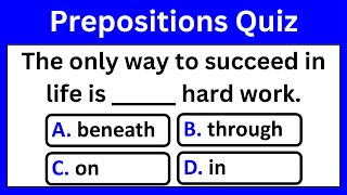 Preposition Quiz 3 | English grammar test on prepositions | English prepositions grammar quiz